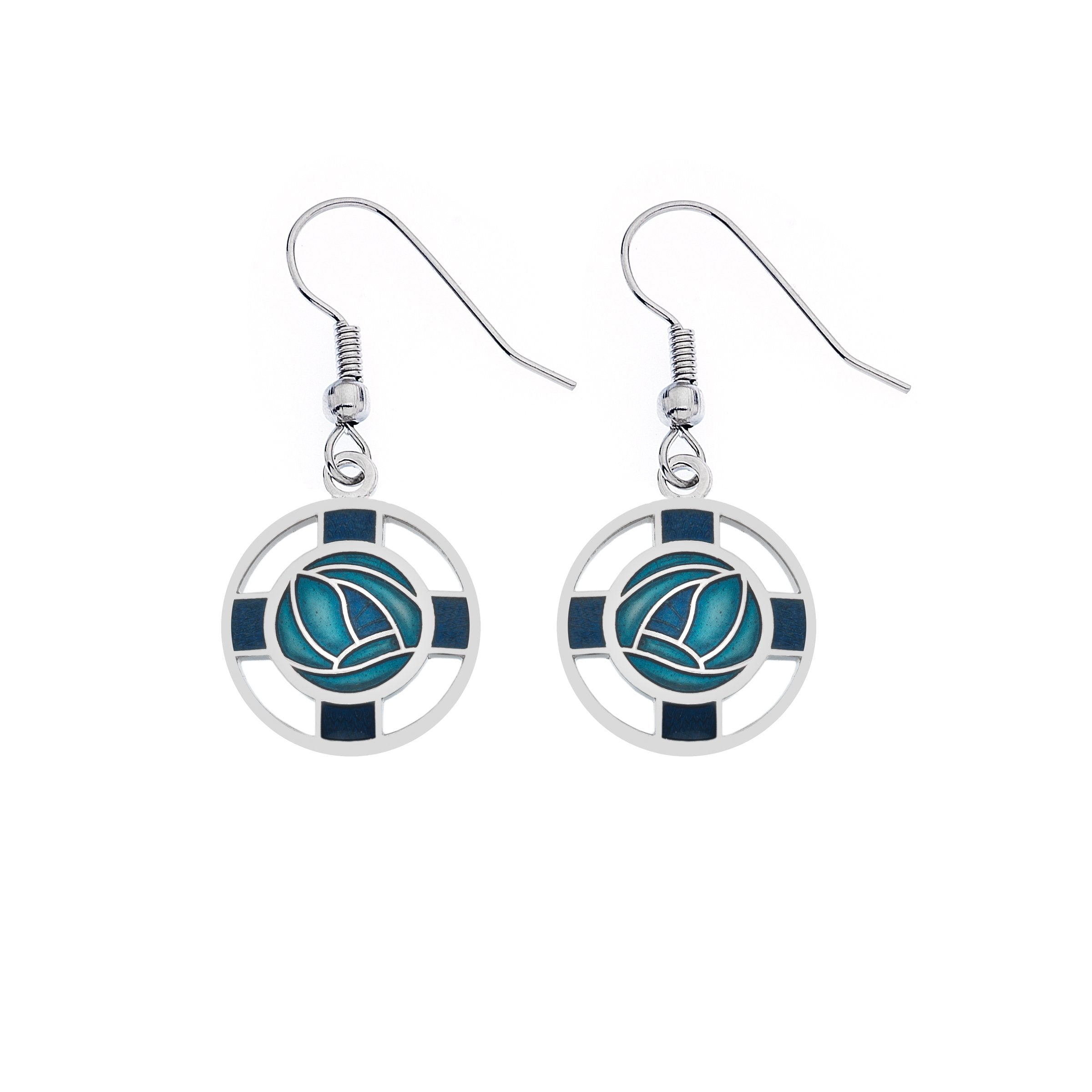 Turquoise Mackintosh Rose And Lattice Earrings
